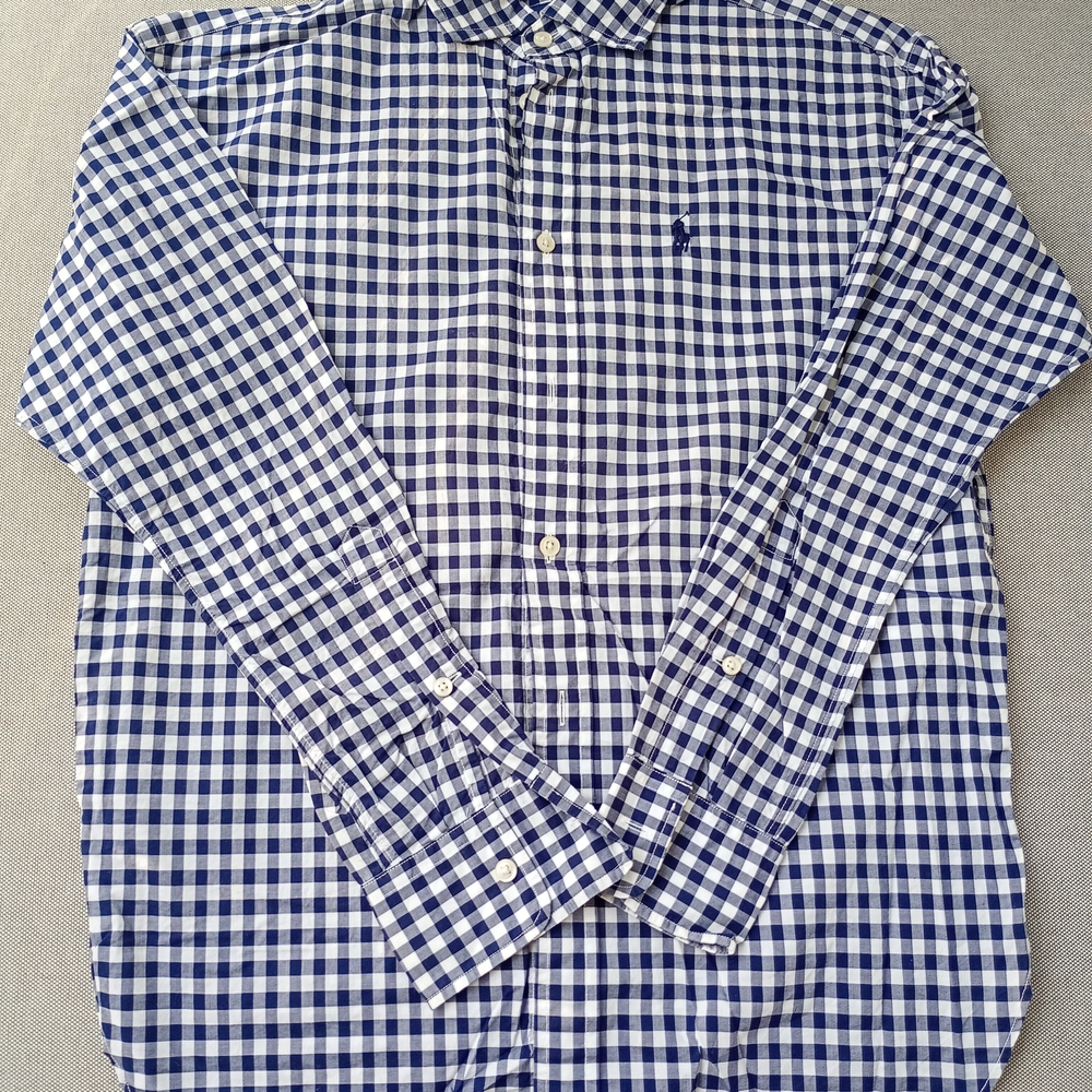 Ralph Lauren Blue and White Gingham Button Down Shirt